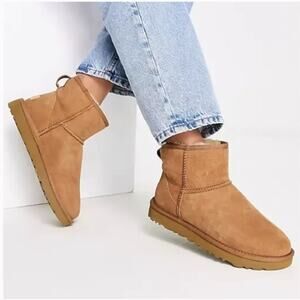 Ugg Classic Mini II Short Shearling Winter Snow Boots Chestnut Brown 8